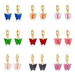Bohemian Women Butterfly Earrings Stud Color Acrylic Cute Animal Sweet Colorful Stud Earring Girls Jewelry