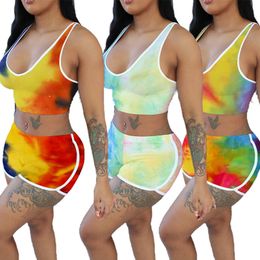 Womens Two Piece Set Outfits Tracksuit Sportswear T-shirt + Shorts Sportsuit Sleeveless New Hot Selling Summer Women Clothes klw4365