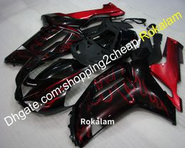 ZX 6R ABS Plastic Fairing For Kawasaki 07 08 ZX-6R 636 ZX636 ZX6R 2007 2008 Race Cowlings Kit Red Black (Injection molding)