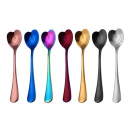 Stainless Steel Heart Shaped Spoons Kitchen Long Handle Coffee Scoops Wedding Guest Gift Milk Mixing Spoon Household Tableware