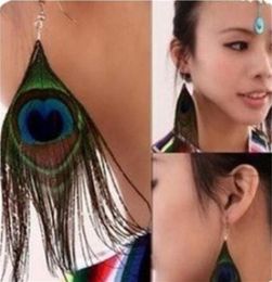 2021 NEW Retro national style luxury peacock feather earrings color wild earrings fashion trend