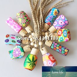 1000pcs MIX DESIGN Craft Car Perfume Bottle Hanging Cute Air Freshener Carrier Home Fragrance Polymer Clay Bottle with Wood Cap