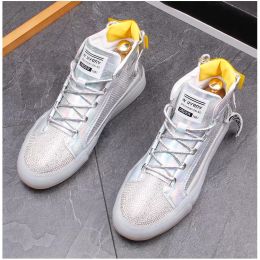 luxury designer Rivets Groom Wedding Shoes Fashion rhinestones high tops Causal Flats Moccasins Male Rock hip hop Loafers