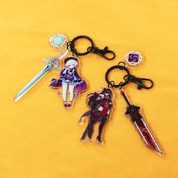 Game Anime Genshin Impact Cosplay Hot Element Weapon Keychain Zhongli Eula Hutao Diluc Special Bag Key Pendant Collection Props Y0728