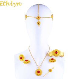 Ethlyn Big Fashion Ethiopian Ethnic Jewelry Sets Gold Color Stone Jewelry Sets for Ethiopian Women Accessories S126 H1022