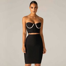 Ocstrade Bandage Dress Summer Sexy Strapless Bodycon Arrivals Elegant Diamonds Women Night Club Party 210527