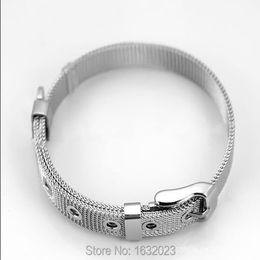 Wholesale 20pcs/lot 8mm Stainless Steel Mesh Bands Bracelet Diy Accessories Bangles Fit 8mm Slide Charms Wb06 Q0720