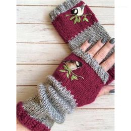 Pair Knitted Winter Mittens Warmer Women Fingerless Wrist Gloves Faux Fur Ladies Casual Est Warm Accessories Outdoor Gloves1