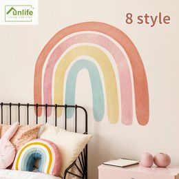 Funlife® Watercolor Rainbow Nursery Flower Rainbow Wall Stickers Removable Wallpapper for Bathroom Kitchen Backsplash Wall Decor 210308