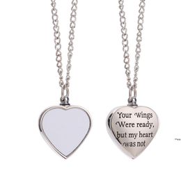 Sublimation Pendant Thermal Transfer Printing Necklace Urn Memorial Necklaces White DIY Lovers Heart Ornament with Sublimated RRD12531
