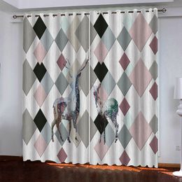 Customise 2021 Printing Blackout Curtain Geometric patterns Printing Curtains For Living Room Bedroom 3D Children Room Drapes