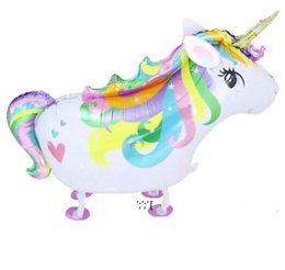 Party Decoration Unicorn Walking Balloon Pet Birthday Event Supplies Aluminium Foil Kids Gifts LLF12551