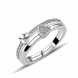 Womens Rings Crystal Jewelry heart ring -shaped diamond female lovers silver Cluster For Female Band styles