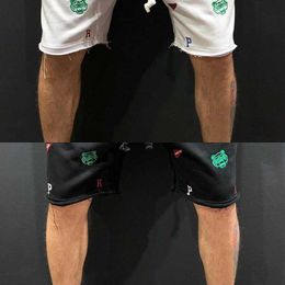 Pure New Mens Cotton Embroider Sweatpants Fitness Workout Shorts Brand Men Shorts Men's Short Trousers Fitness Bodybuilding C0222