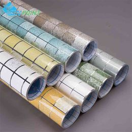 -/ 5m de transferência de calor de calor adesivo cozinha anti-óleo auto adesivo papel de parede mosaico folha de alumínio adesivos de parede decor 210615