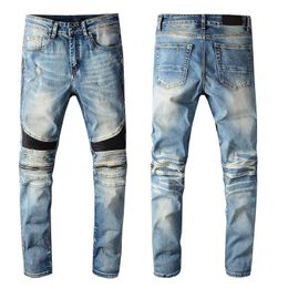 2022 Fashion Skinny mens Luxury Designer Denim Jean Holes Trousers Biker Pants 606 jeans size 28-40