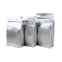 Pure Aluminum Foil Eight Sides Sealing Dry Food Packing Bags 50pcs/lot Zipper on Top Coffee and Tea Packaging Bag with Tear Notch