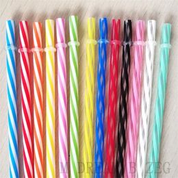 Disposable Drinking Straw With Ring Plastic Threaded Buckle Hard Straws Colourful PP Straws Drink Mug Tool