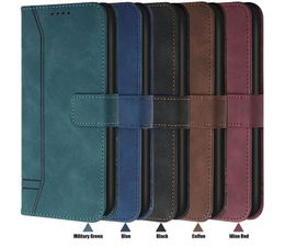 Skin Feel Leather Wallet Cases for Samsung S22 PLUS S21 Ultra A33 A53 A13 A32 A52 A72 A22 A12 5G S21FE Hand Business Men ID Card Slot Holder Flip Cover