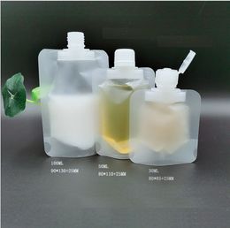 300pcs Stand Up Plastic Bag Packaging Spout Pouch for Liquid Cream Sample Storage 30ml 50ml 100ml Flip Lid Screw Cap