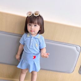 high quality Fashion Girls Summer set clothes 1-5Years infant Kids Baby Girl cotton T-shirts Skirts Outfits 2Pcs suit