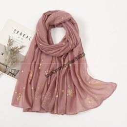 Plain Cotton Scarf Women Hijab Shiny Star Scarves Long Shawl Foulard Muslim Woman Veil Islamic Turban Women's Bandana 2021