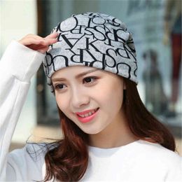 Hats Caps Double Layer Imitation Cashmere English Letter Scarf Bib Dual-purpose Warm Moon Cover Baotou Hip Hop