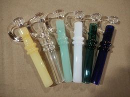 New Style Cool Portable Colourful Handmade Pyrex Thick Glass Concentrate Taster One Hitter Oil Rigs Philtre Smoking Tube Mouthpiece Holder DHL