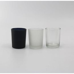 Wholesale DIY Candle Holders Container 50ml 160ml Black White Red Matte Transparent Glass Candle Empty Cup