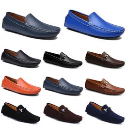 leathers doudous men casual drivings shoes Breathable soft sole Light Tans black navys whites blue silvers yellows grey footwear all-match outdoor cross-border
