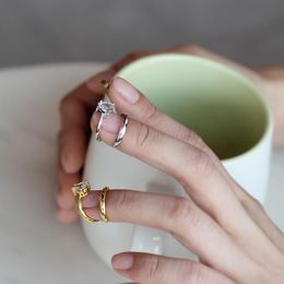 Cluster Rings Korean Style Cool Simple 925 Sterling Silver Ring Female Ins Normcore Open Drop Zircon Fingertip Thumb Tail