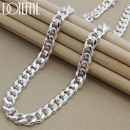 DOTEFFIL 925 Sterling Silver 10mm 22-Inch Men Necklace Side Chain Atmospheric Statement Gift Party Jewelry 220222