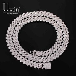 Uwin Prong 13mm Cuban Chain Micro Pave Cubic Zircon Mixed Luxury Bling Full Iced Out Charms Hiphop Jewellery X0509