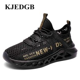 KJEDGB Children's Shoes Casual Mesh Breathable Lightweight Boys Shoes Outdoor Running Sports Kids Shoes Girls Sneakers Red Black G1210