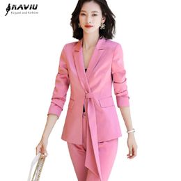 Temperament Women Suits Spring High End Business Formal Slim Blazer And Pants Office Ladies Fashion Work Wear 210604