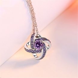 Crystal Womens Necklaces Pendant Silver female lucky grass Jewellery clavicle Chain Gift gold plated