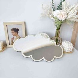 Nordic INS Cloud-shaped Mirror Wooden Acrylic Wall Hanging Room Desktop Creative Makeup Mirrors Simple Cute Home Decor