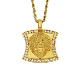 -Pendentif de tête de luxe Lion Pendentif Femme Fashion Couleur d'or Colliers en acier inoxydable pour Homme Accessoires Chaînes Col Bijoux