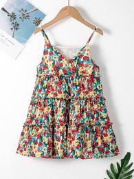 Toddler Girls Allover Floral Print Frill Trim Cami Dress SHE