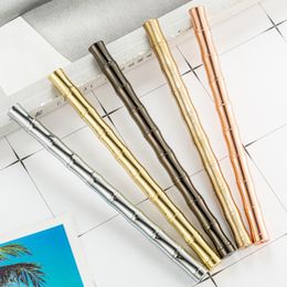 Plating Rose gold Gunblack Golden Rotating Screw Gel Pen Bamboo Shaped Shiny Personalized Brass Roller Ball Pens 5 colors optional