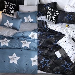 Claroom Starry Night Sky Bedding Set Moon and Star Pattern Gradient Color Duvet Cover Set Bed Sheet Pillowcases Multi Size Xd37# C0223