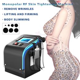Portable Monopolar Radio Frequency Machine Body Slimming Face Tightening Anti Wrinkle RF Equipment With 2 Handpieces