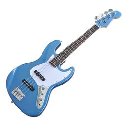 Mini 6 Strings Metallic Blue Electric Bass Guitar with Rosewood Fretboard,Suitable for Adults,Children and Travel
