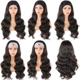 Long Body Wave Headband Wigs For Black Women Full Machine Natural Colour Heat Resistant Synthetic Hair Easy To Wear Wigfactory direct