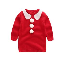 Girl's Dresses Born Girls Warm Dress Cute Autumn Winter Baby Knitted Clothes Infant Toddler Costume Tops Shirts For Girl Christmas