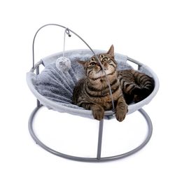 Pet Cat Bed Soft Plush Nest Cat Hammock Detachable Mat Pet Bed with Dangling Ball for Cats Small Dog Squar Tumbler Rocking Chair 210722