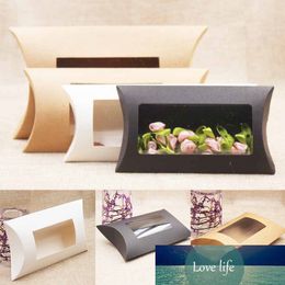 diy blank cardboard pillow window box with clear pvc window for proucts/gifts/favors/display packing show Kraft Paper Boxes