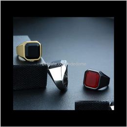 Band Mens Stainless Steel Rings For Men Black Agate Stone Ring Designer Jewellery Drop Delivery 2021 Xoogr