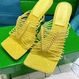 Factory wholesale color thin high-heeled women's slippers, European and American style, summer fashion, party, street shooting, full package
