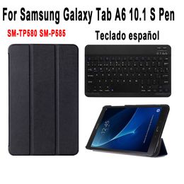 Spanish Keyboard Case For Samsung Galaxy Tab A A6 10.1 2016 with S Pen SM-P580 SM-P585 P580 P585 Smart Cover Detach Keyboard